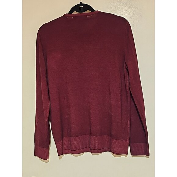 Slate & Stone 100% Merino Wool Men Sweater Large Wine Burgundy Preppy Old Money - Picture 2 of 8